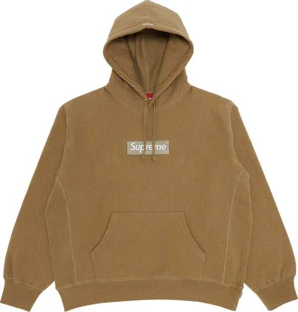 Buy Supreme Box Logo Hooded Sweatshirt Dark Sand now | Hype Fly India