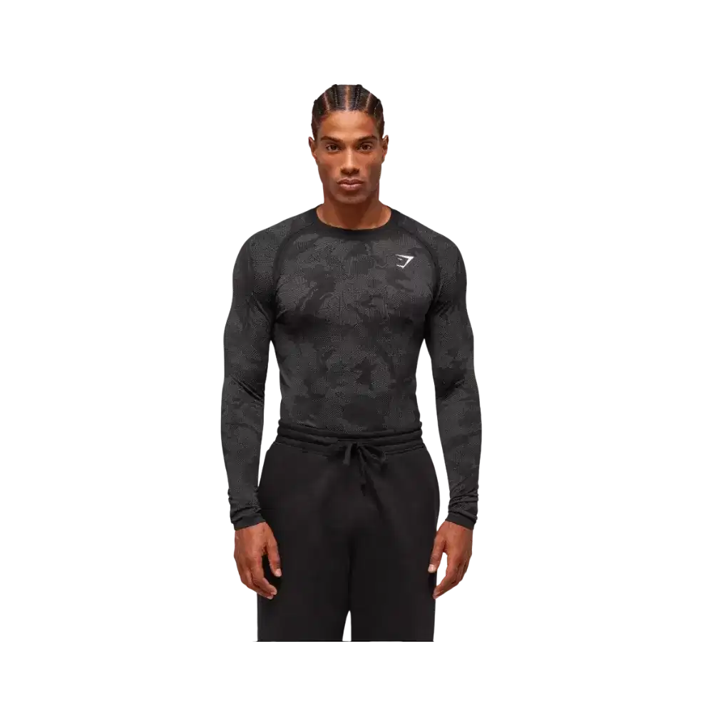 Tシャツ・カットソー ^LEATHERY^ Slim fit button layered long sleeve BLACK LRTS510 Riser Longsleeve Shungite Black – _J.L - A.L_