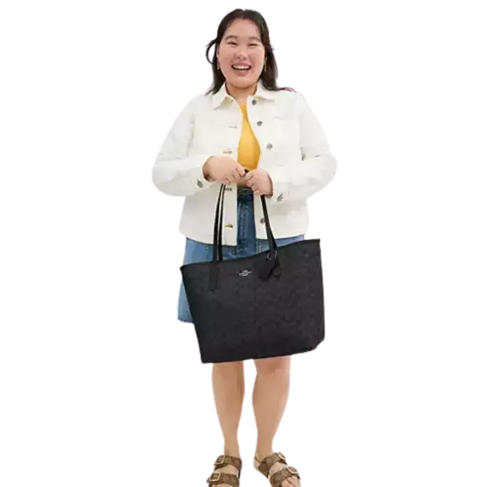 Coach Tote Bag In Signature Canvas Charcoal | Hype Fly India