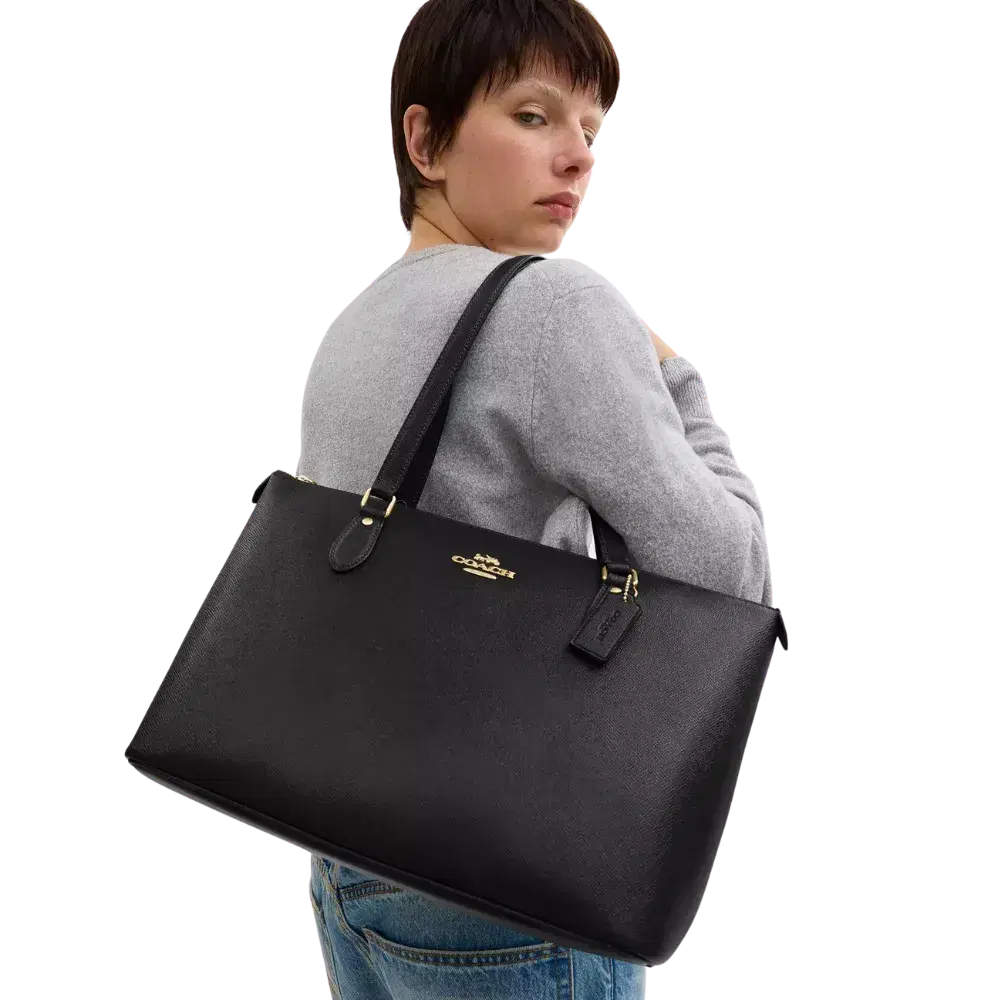 Coach Gallery Tote Bag Grossgrain Leather Black | Hype Fly India