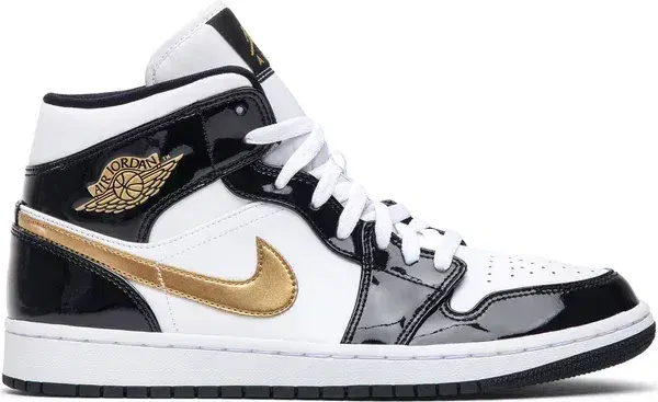 靴 air  jordan 1 retro black gold patent Buy Air Jordan 1 Mid Patent Se Black Gold now | Hype Fly India