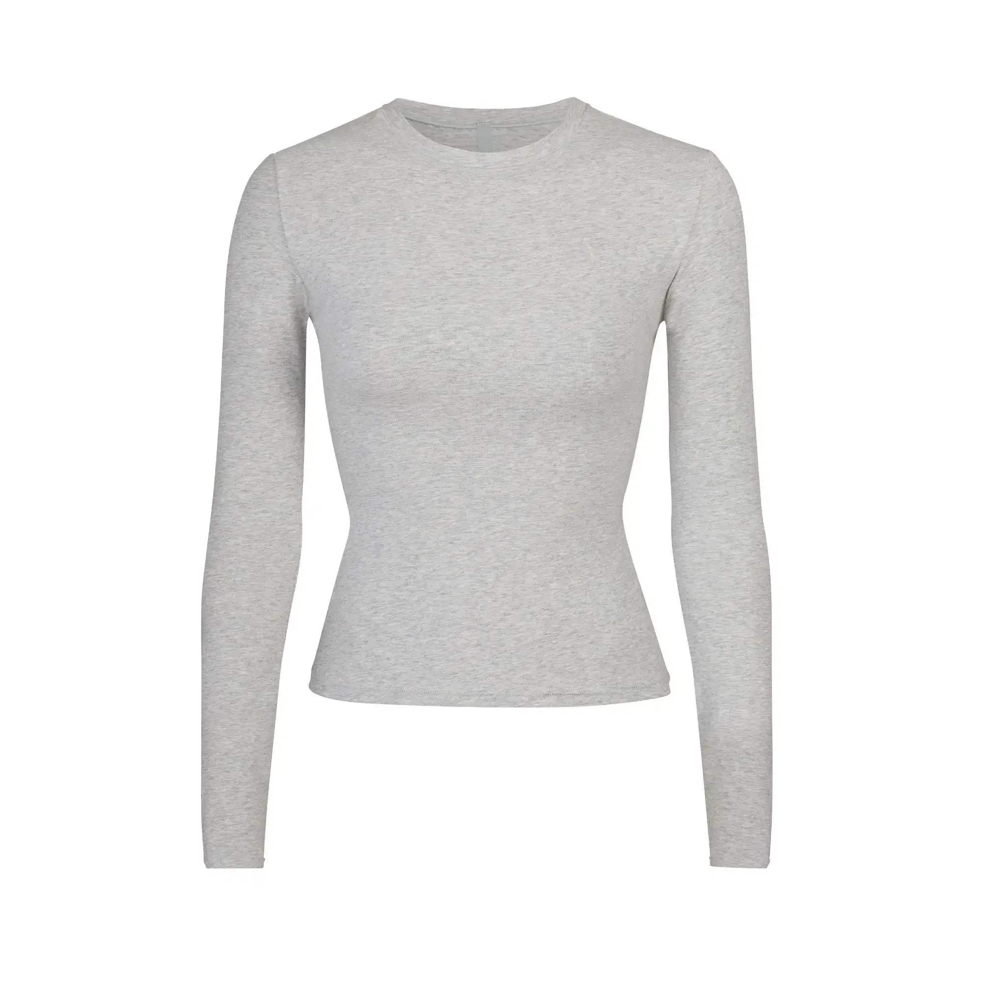 Skims Cotton Jersey Long Sleeve T-Shirt Light Heather Grey