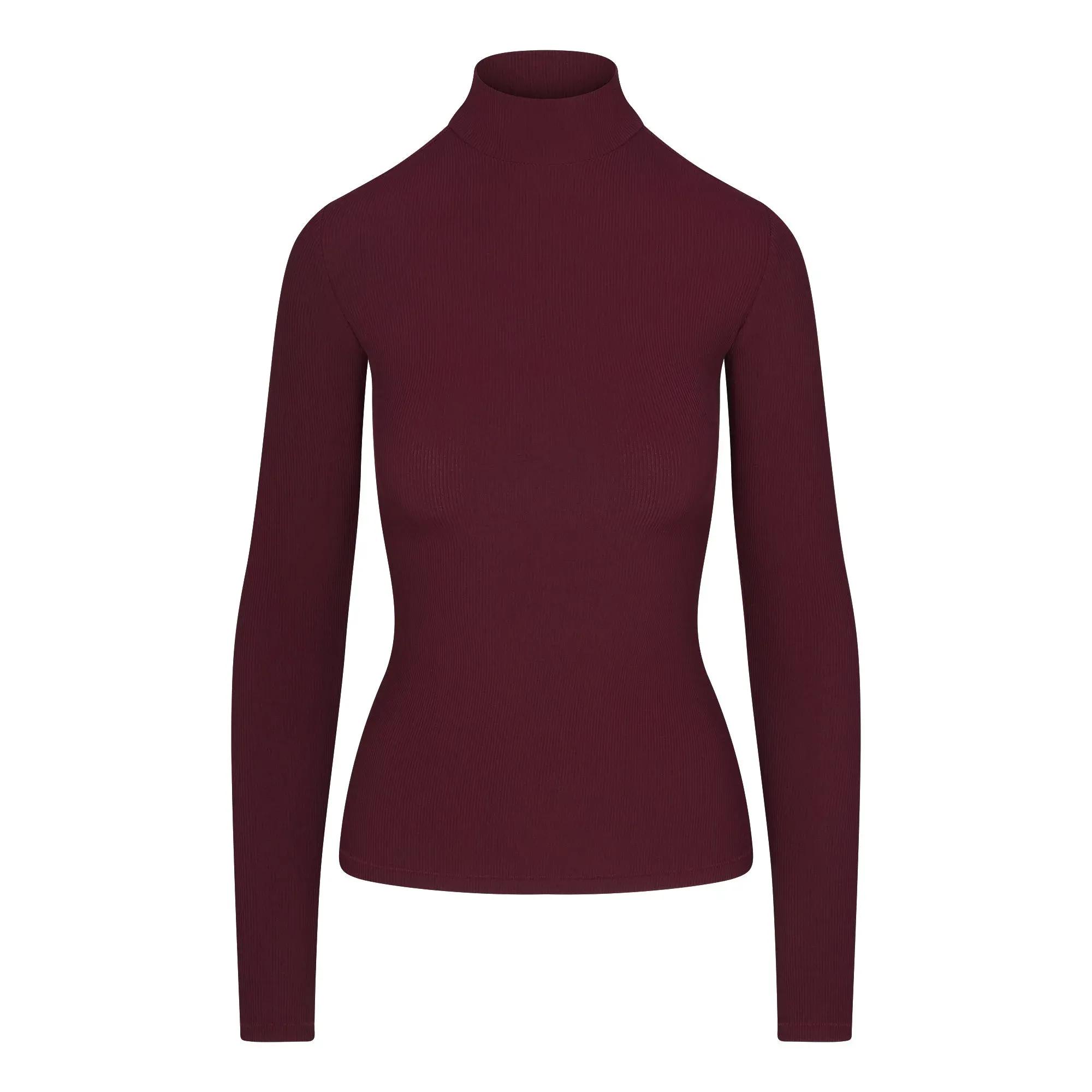 Skims Soft Lounge Mock Neck Long Sleeve Top Bordeaux