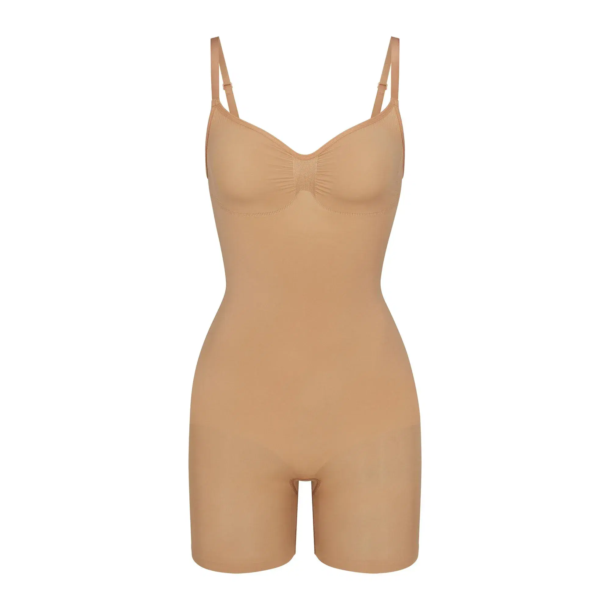 Skims Seamless Sculpt Mid Thigh Bodysuit Ochre | Shipping