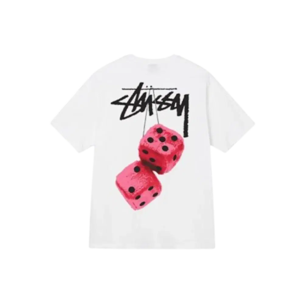 Buy Stussy Fuzzy Dice Tee White | 100% Verified