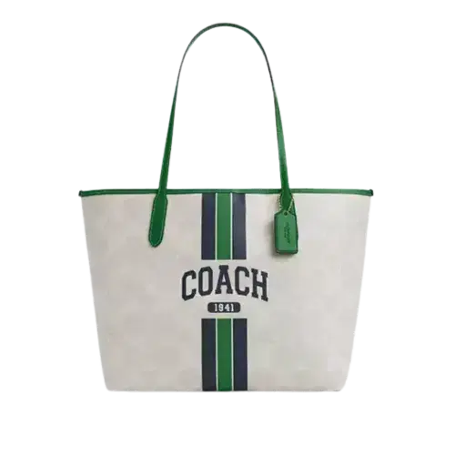 Coach City Tote Bag In Signature Canvas in Chalk With Coach
