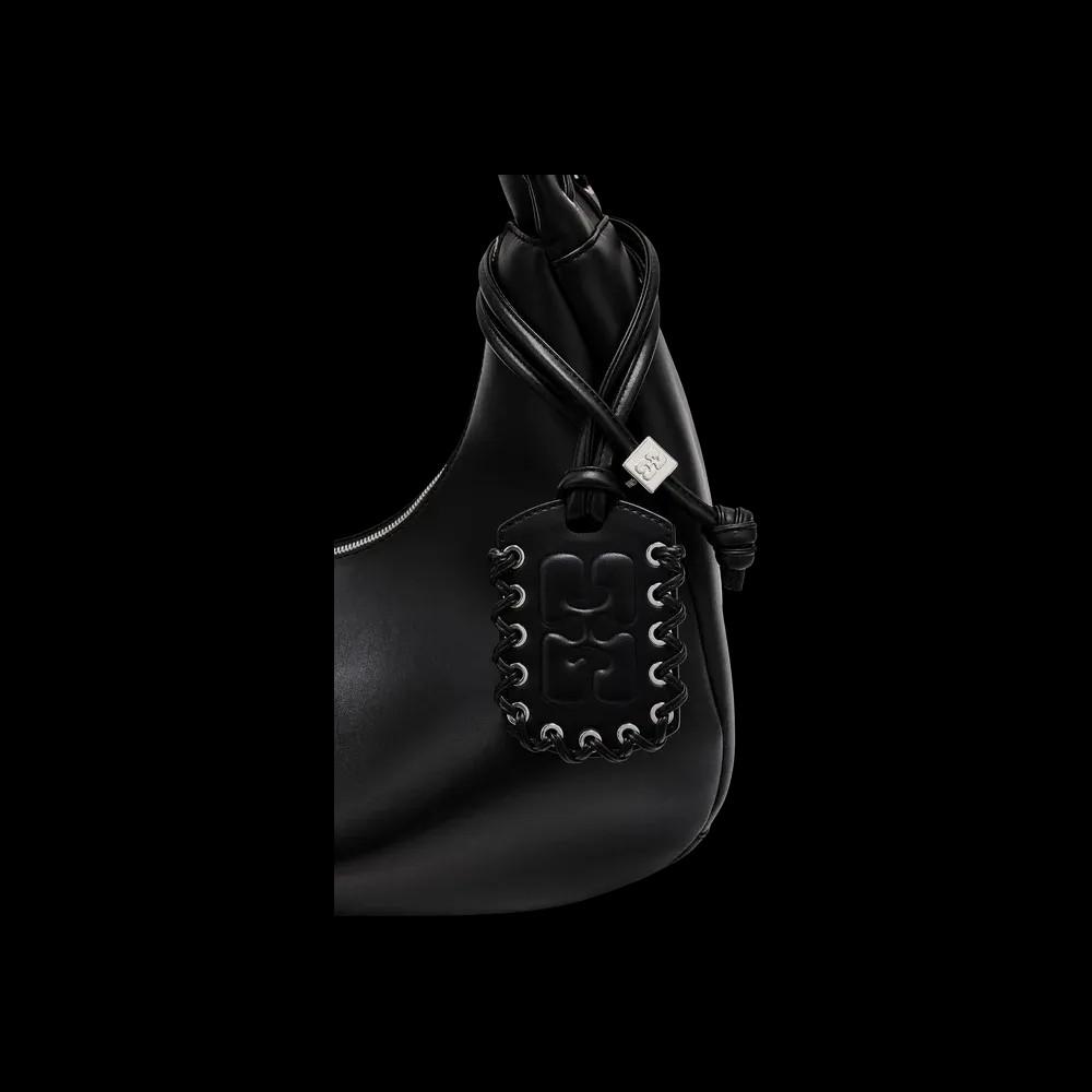 Ganni Black Medium Laces Hobo Bag - HypeFly India View 3