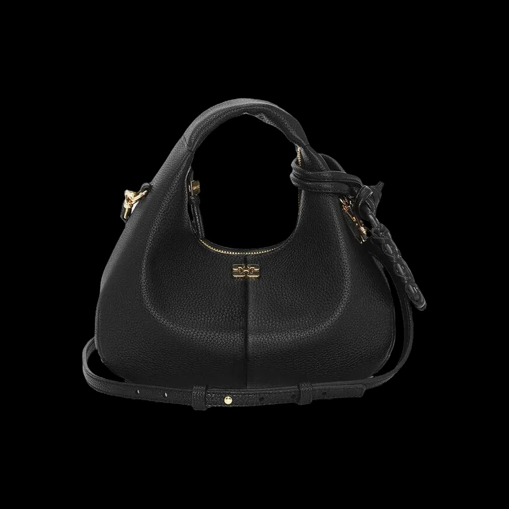 ganni Black Mini Hobo Bag - HypeFly India View 1