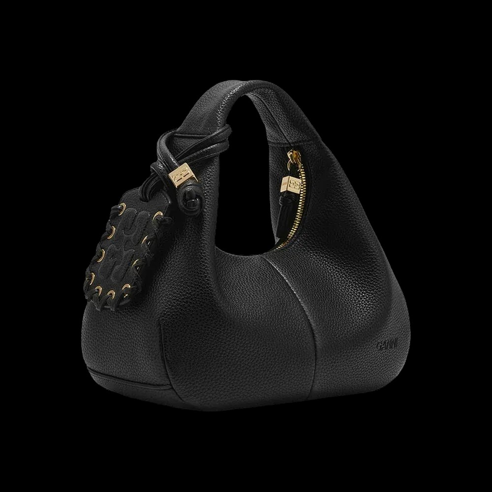 ganni Black Mini Hobo Bag - HypeFly India View 3