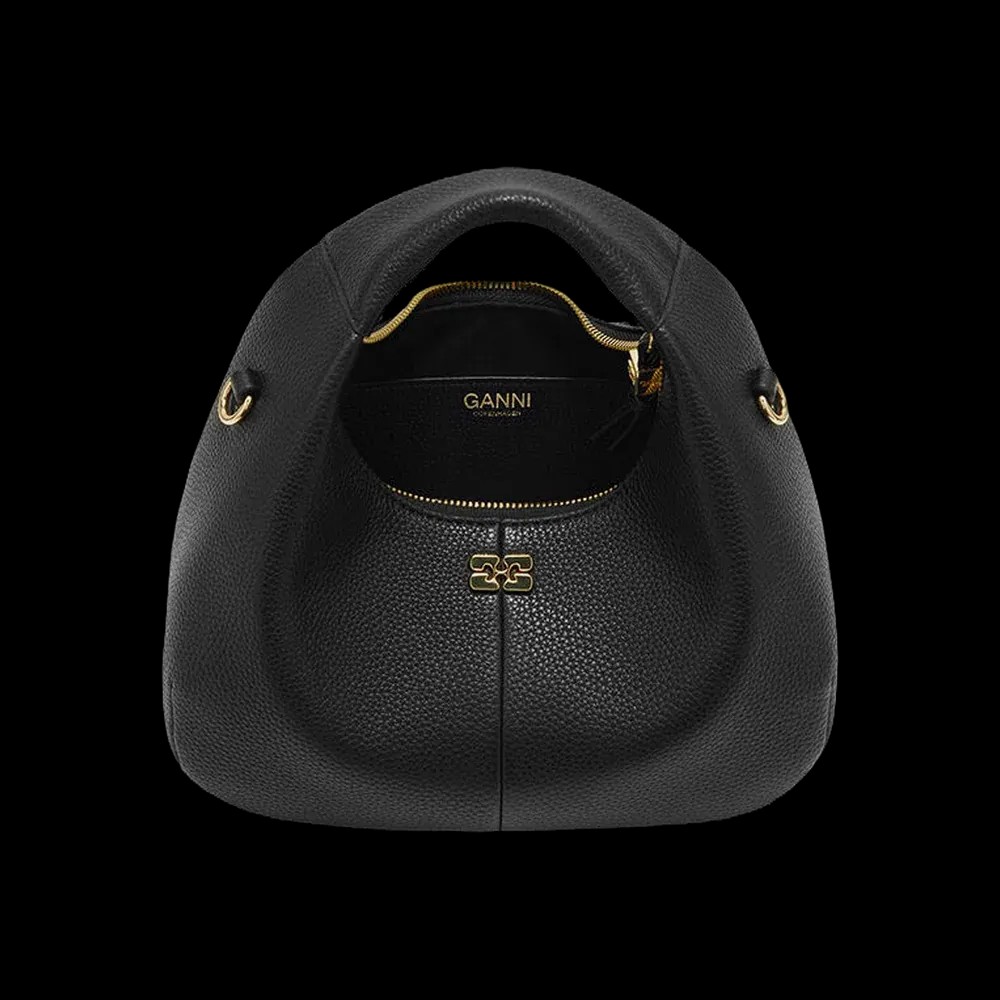 ganni Black Mini Hobo Bag - HypeFly India View 5