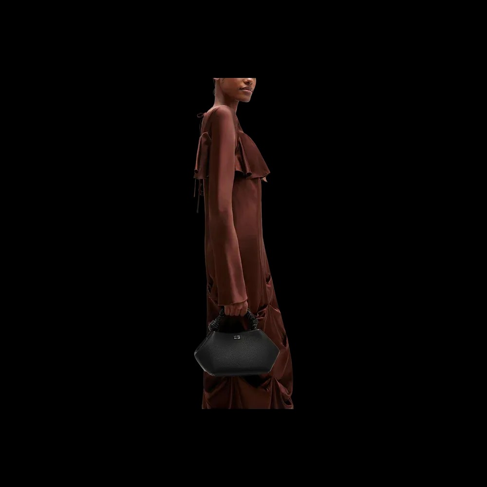 Ganni Black Grained Small Bou Bag - HypeFly India View 2