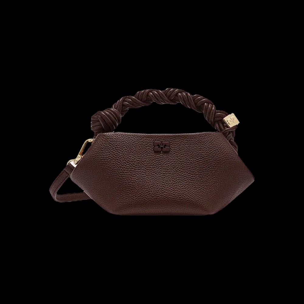 Ganni Brown Grained Mini Bou Bag - HypeFly India View 1