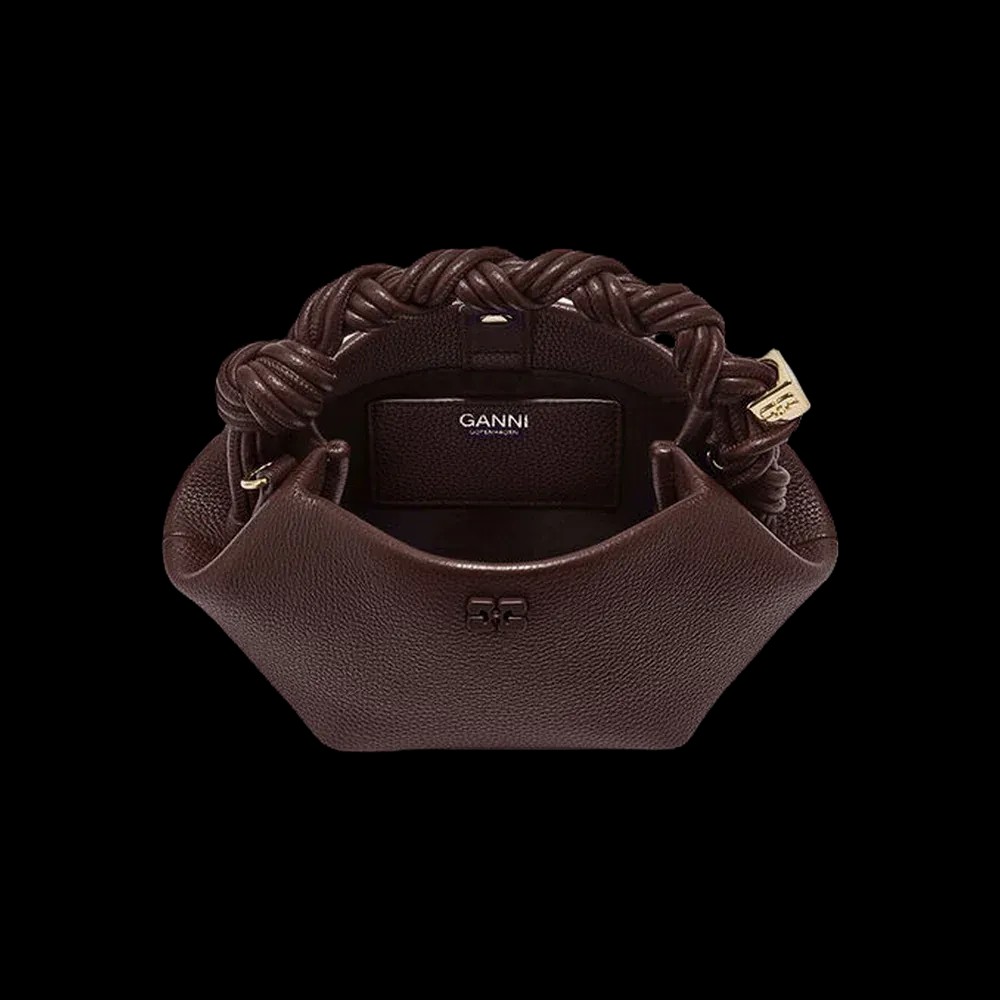 Ganni Brown Grained Mini Bou Bag - HypeFly India View 3