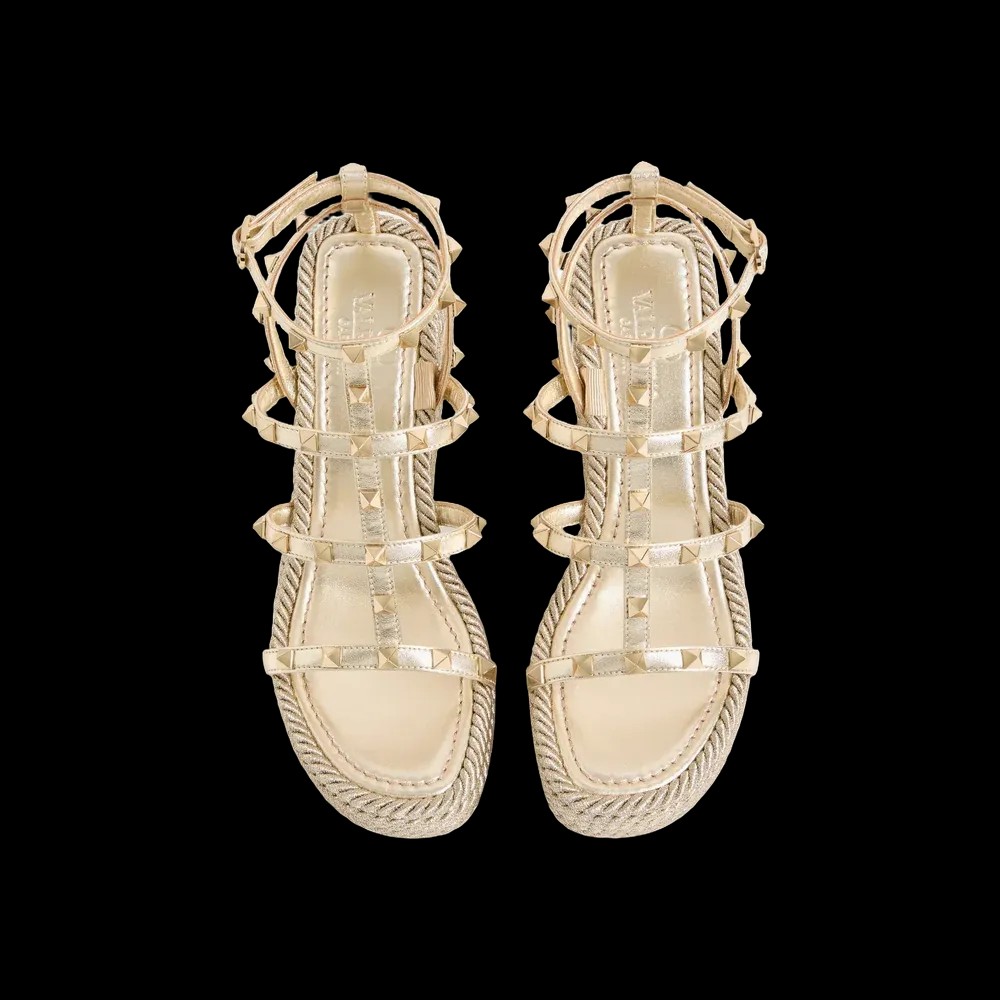 Valentino Rockstud Laminated Nappa Wedge Sandal 95mm Platinum - HypeFly India View 2