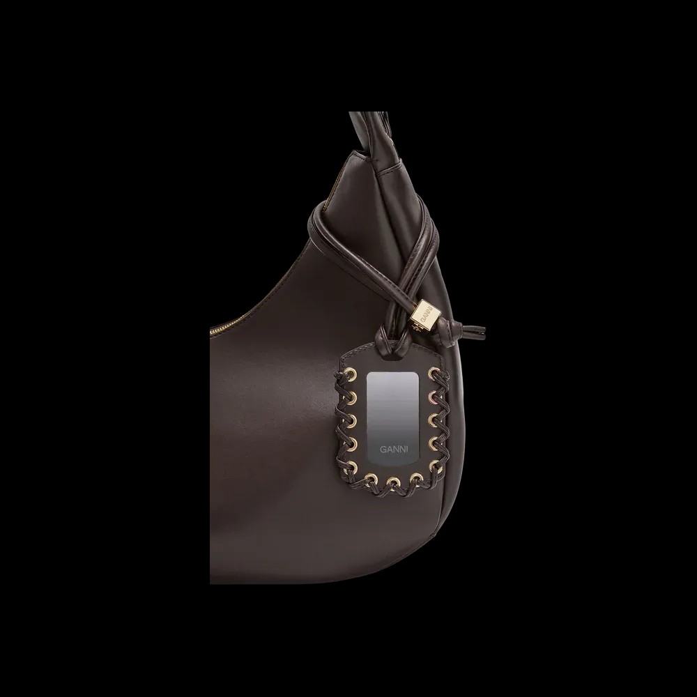 Ganni Brown Medium Laces Hobo Bag - HypeFly India View 4