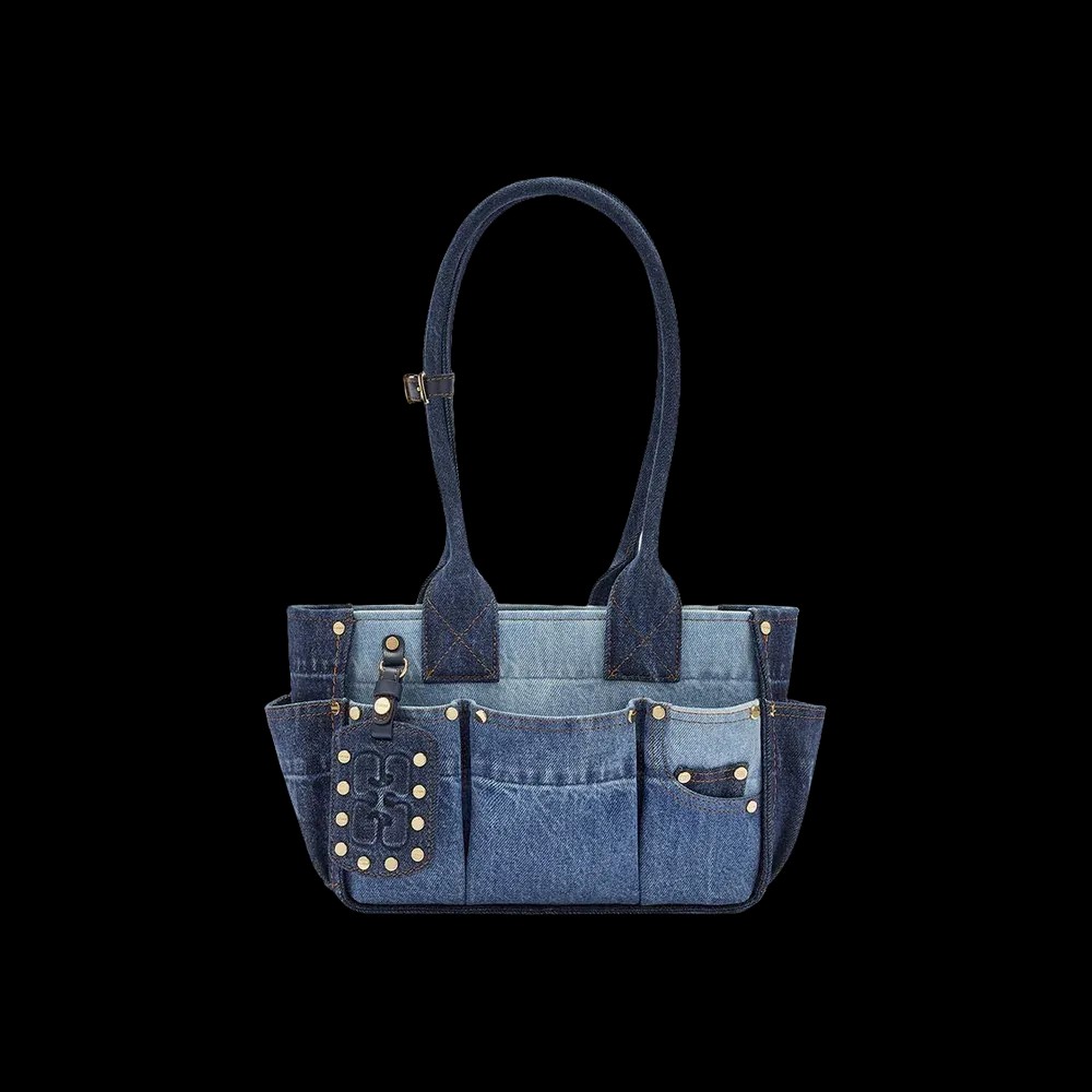 Ganni Small Posy Bag in Blue Denim - HypeFly India View 1