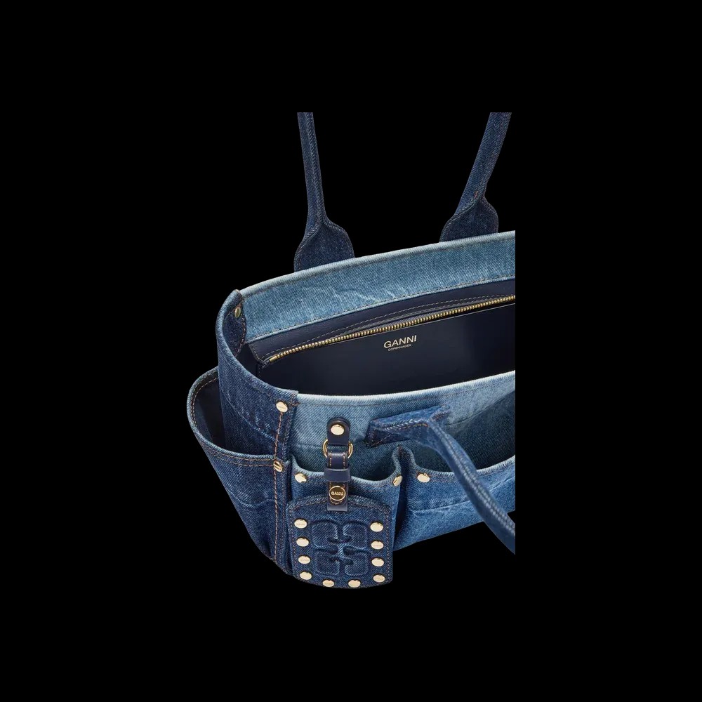Ganni Small Posy Bag in Blue Denim - HypeFly India View 3
