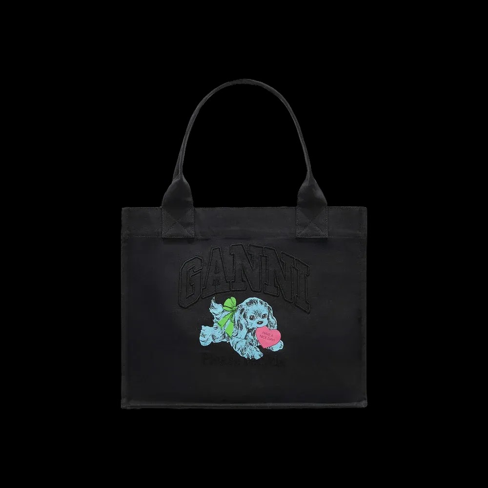 Ganni Black Puppy Large Tote - HypeFly India View 1