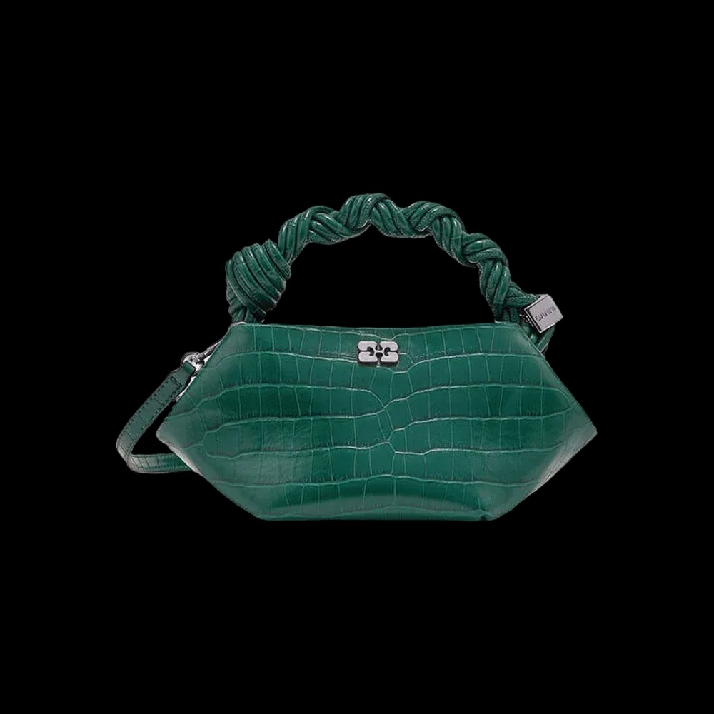 Ganni Green Croco Patent Mini Bou Bag - HypeFly India View 1