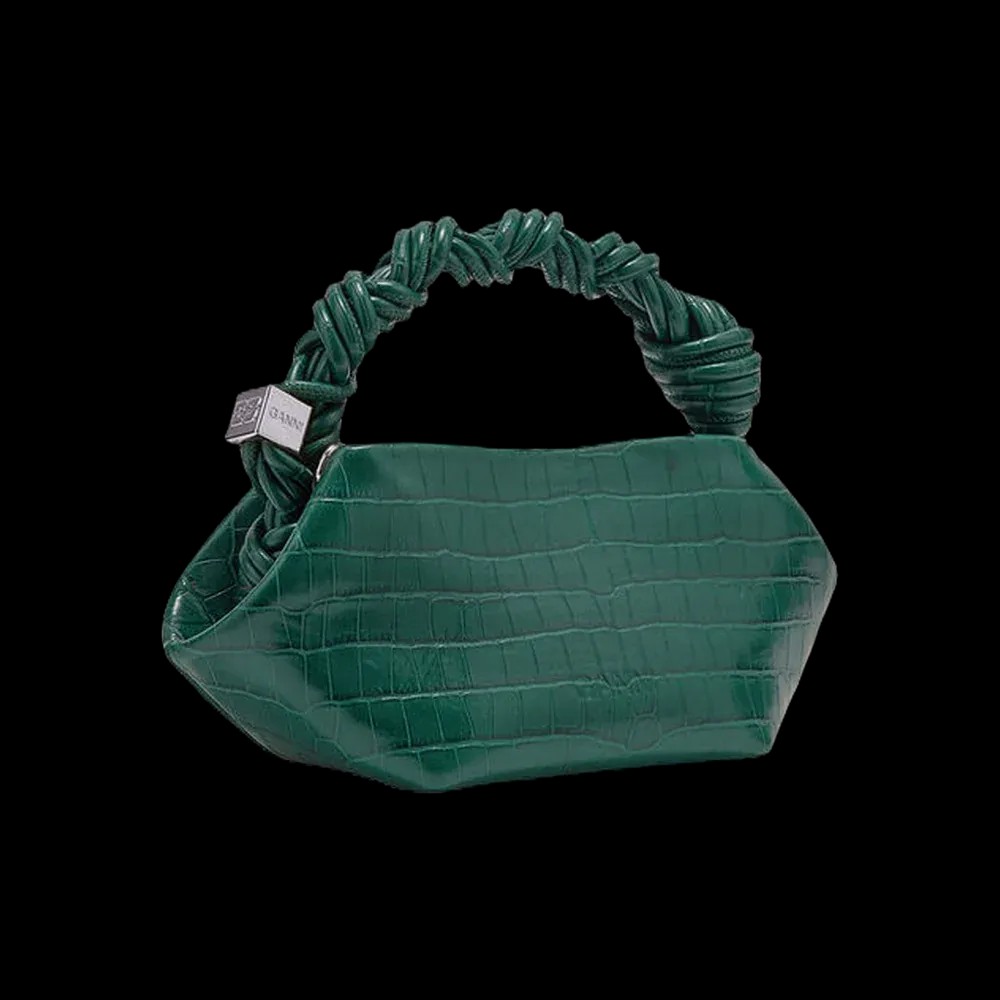 Ganni Green Croco Patent Mini Bou Bag - HypeFly India View 3