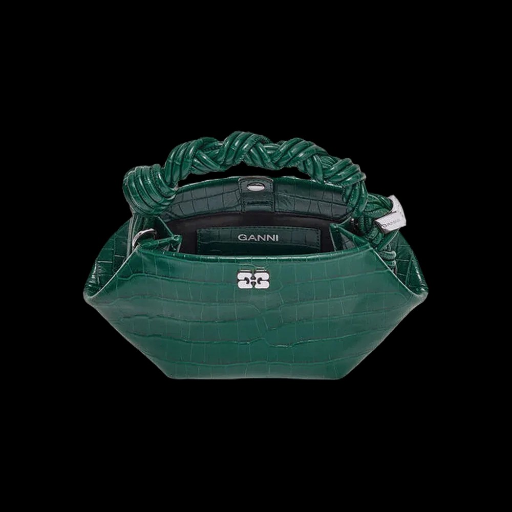 Ganni Green Croco Patent Mini Bou Bag - HypeFly India View 2