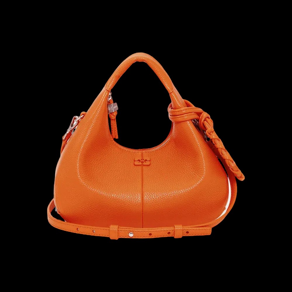 Ganni Orange Mini Hobo Bag - HypeFly India View 1