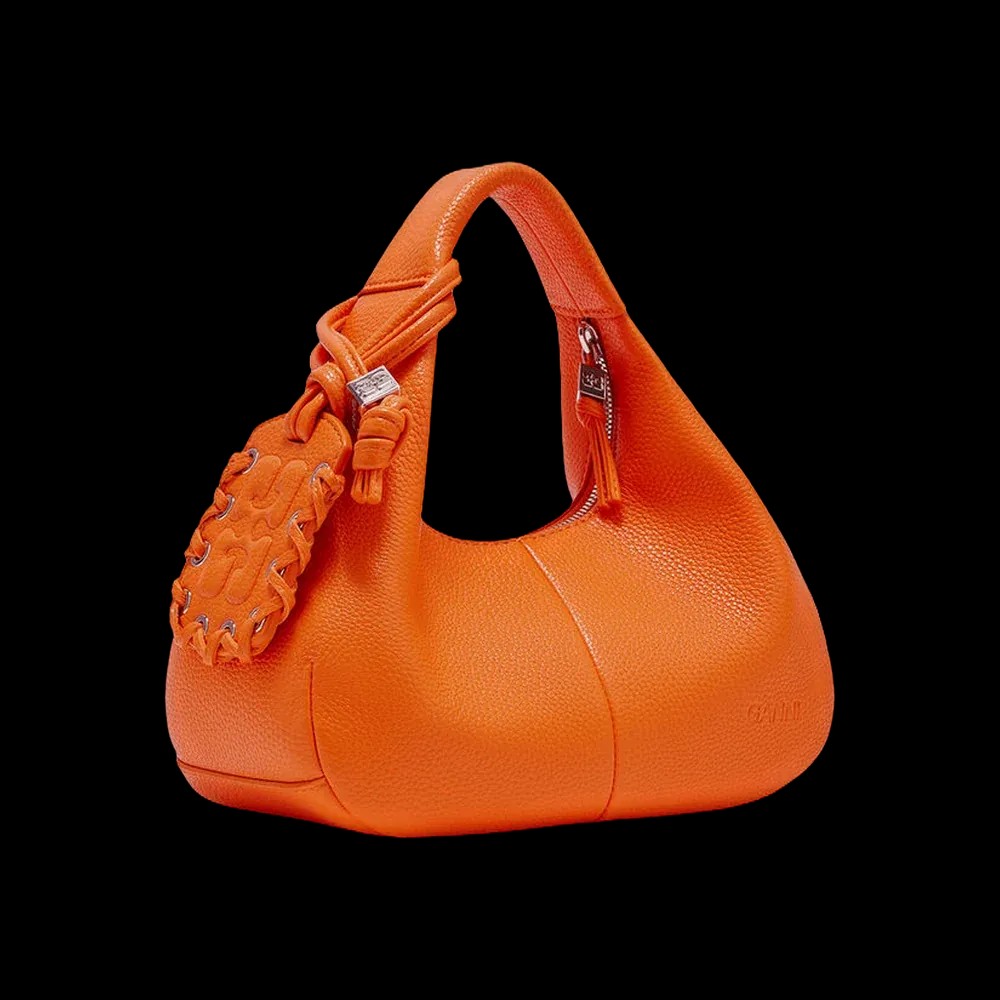 Ganni Orange Mini Hobo Bag - HypeFly India View 3