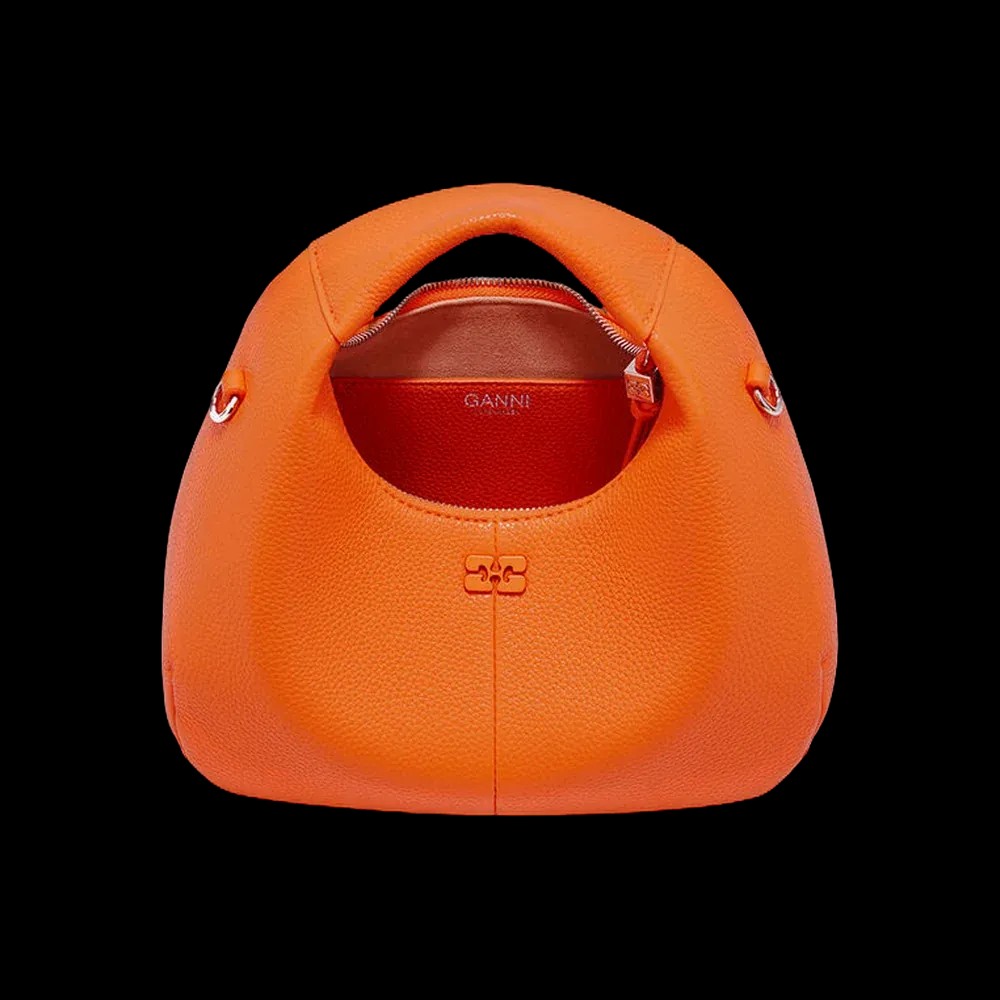 Ganni Orange Mini Hobo Bag - HypeFly India View 5