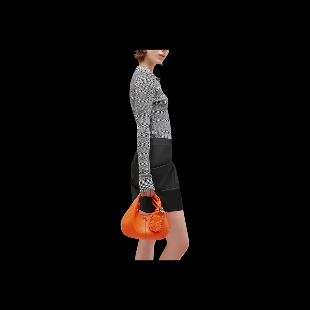 Ganni Orange Mini Hobo Bag - HypeFly India View 4