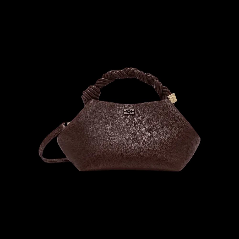 Ganni Brown Grained Small Bou Bag - HypeFly India View 1