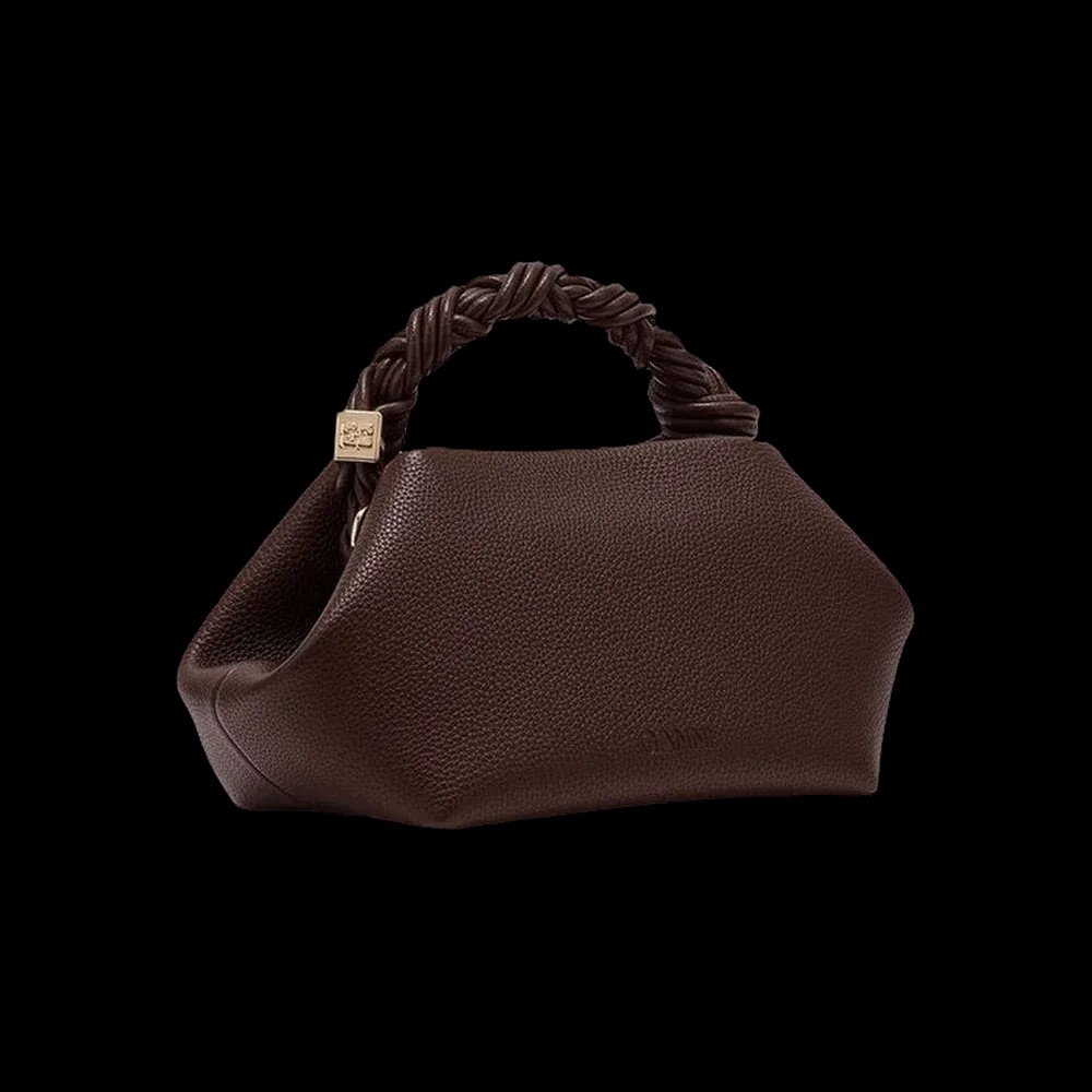 Ganni Brown Grained Small Bou Bag - HypeFly India View 4