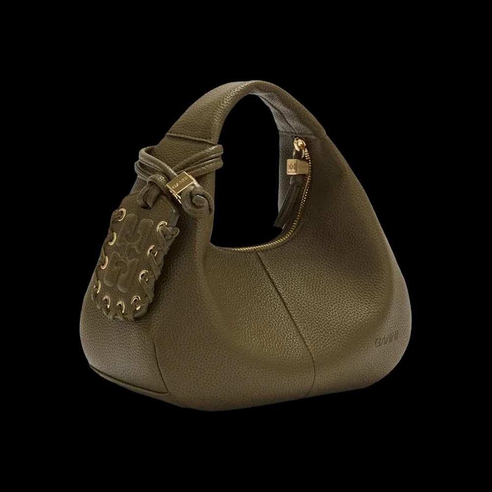 Ganni Mini Hobo Bag in Green - HypeFly India View 4