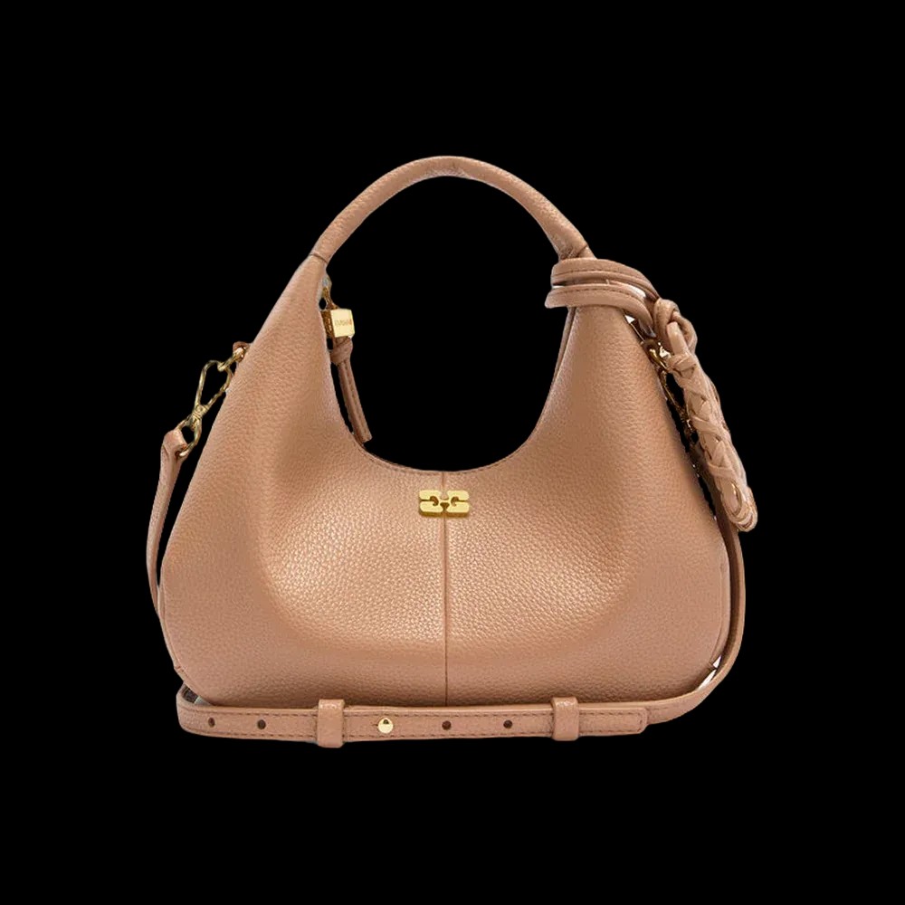 Ganni Mini Hobo Bag in Brown - HypeFly India View 1