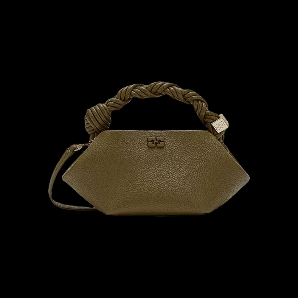 Ganni Mini Bou Bag in Green Grained - HypeFly India View 1