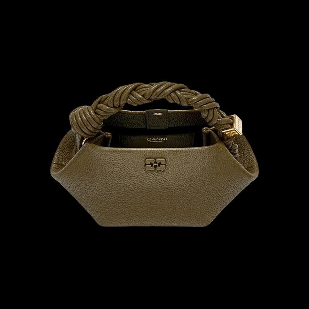Ganni Mini Bou Bag in Green Grained - HypeFly India View 3