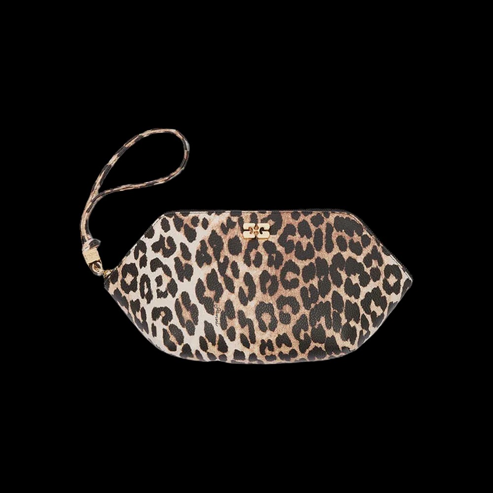 Ganni Bou Make Up Pouch in Grained Leopard - HypeFly India View 1