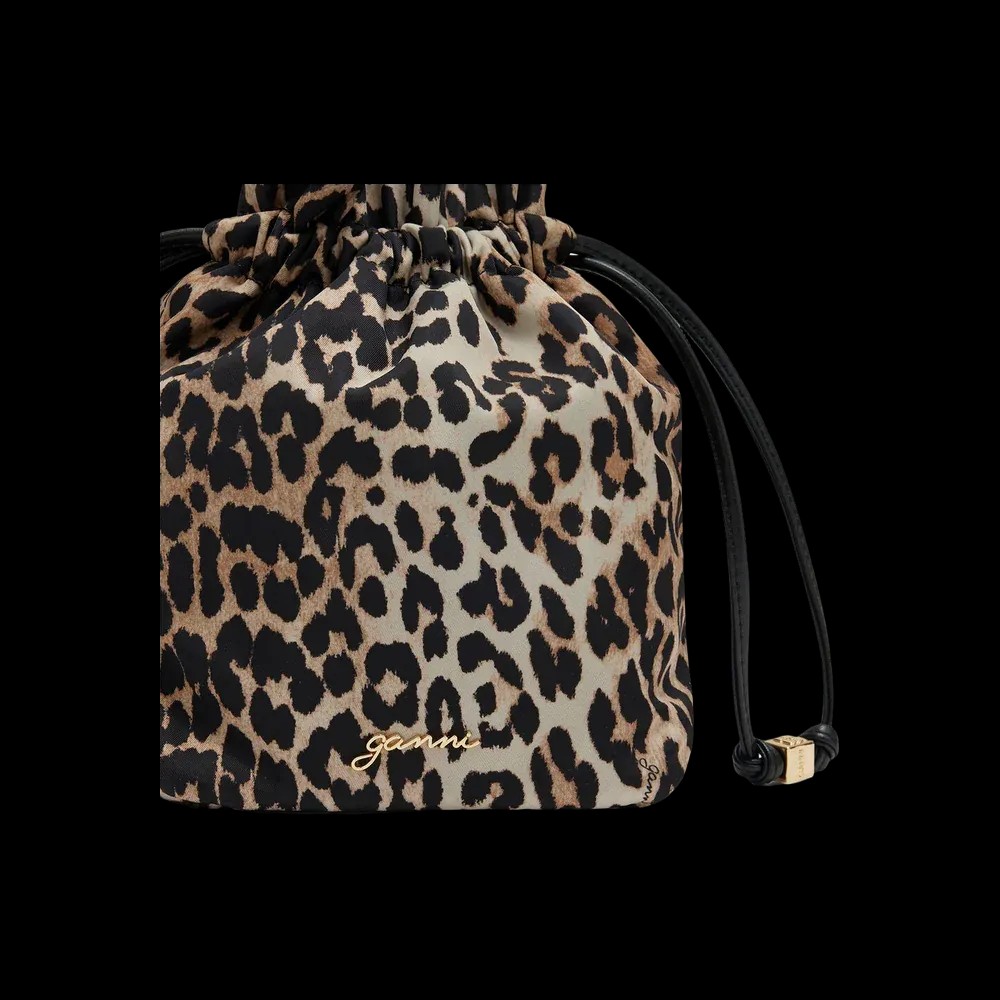 Ganni Printed Bou Bucket Pouch in Leopard - HypeFly India View 3