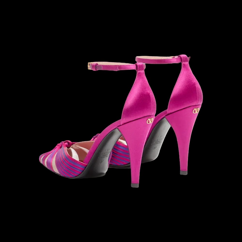 Valentino Annine Pump In Satin 100mm Fuchsia - HypeFly India View 5