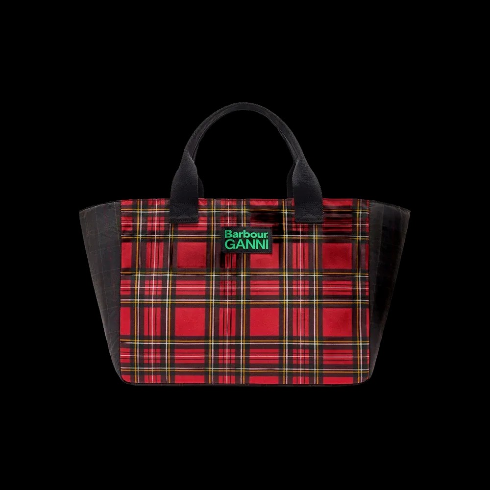 Ganni Red Tartan Tote - HypeFly India View 1