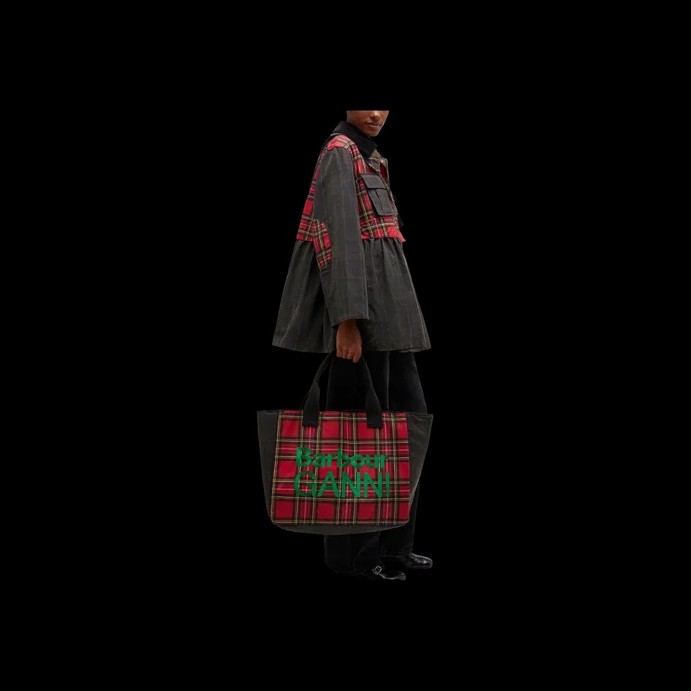 Ganni Red Tartan Tote - HypeFly India View 3