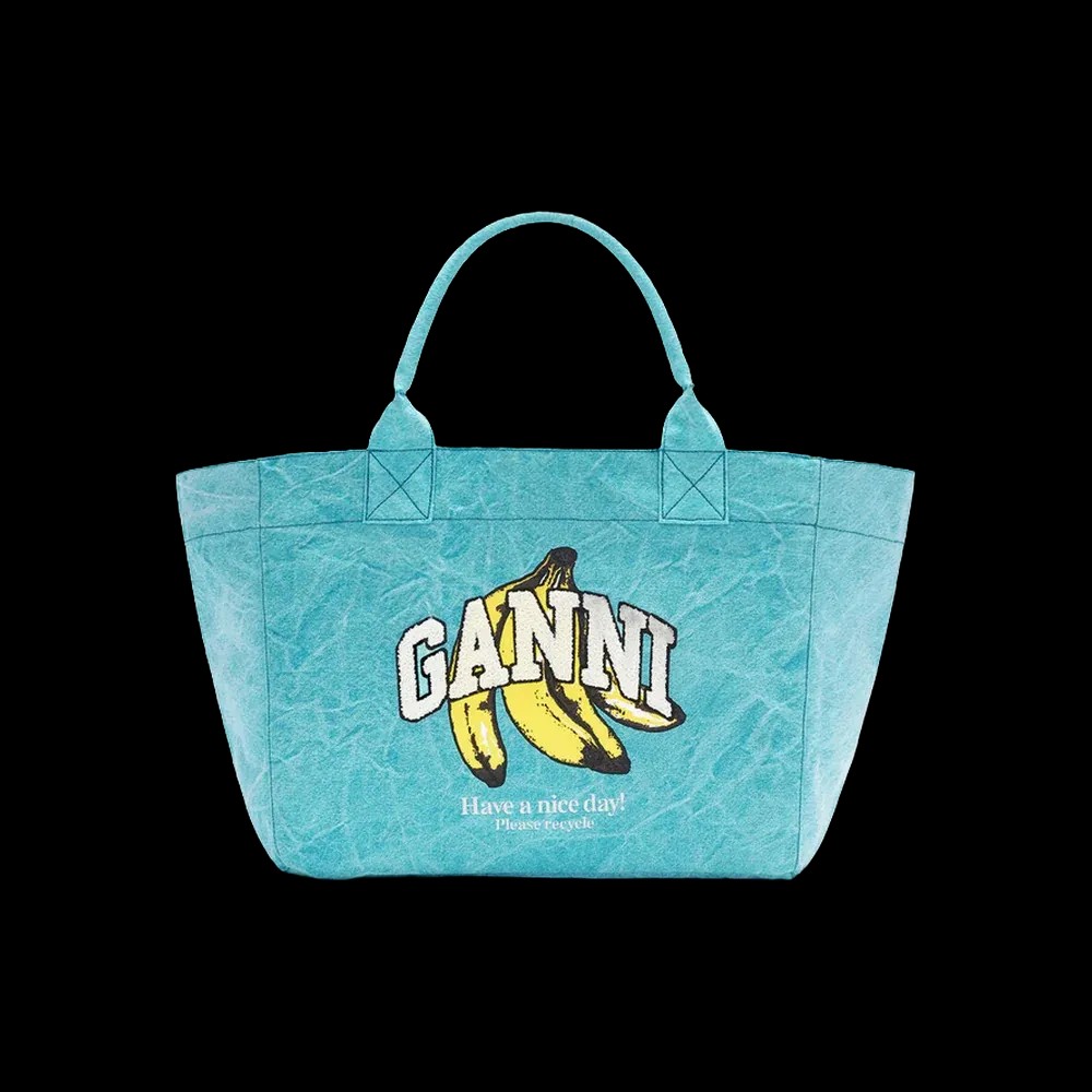 Ganni Medium Tote Bag in Blue - HypeFly India View 1