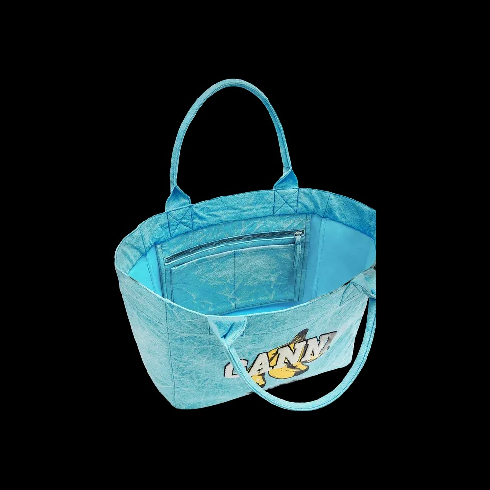 Ganni Medium Tote Bag in Blue - HypeFly India View 2