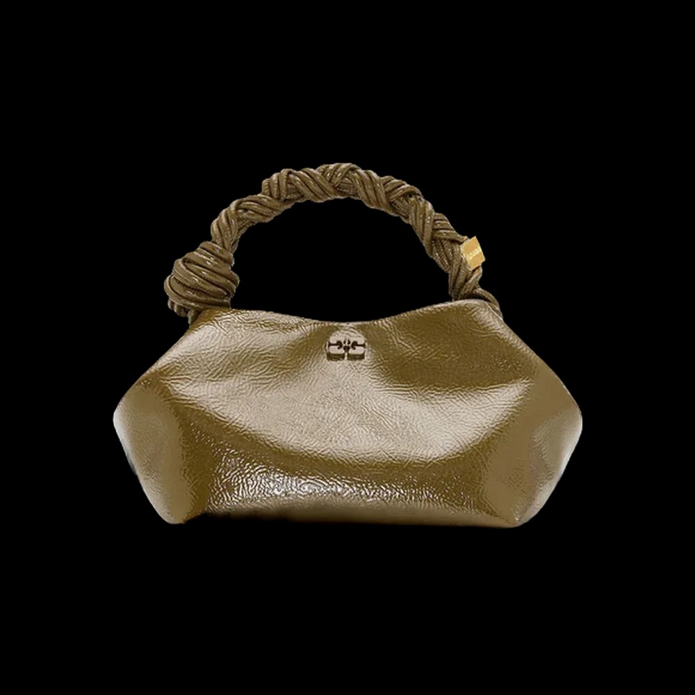 Ganni Olive Green Patent Small Bou Bag - HypeFly India View 1