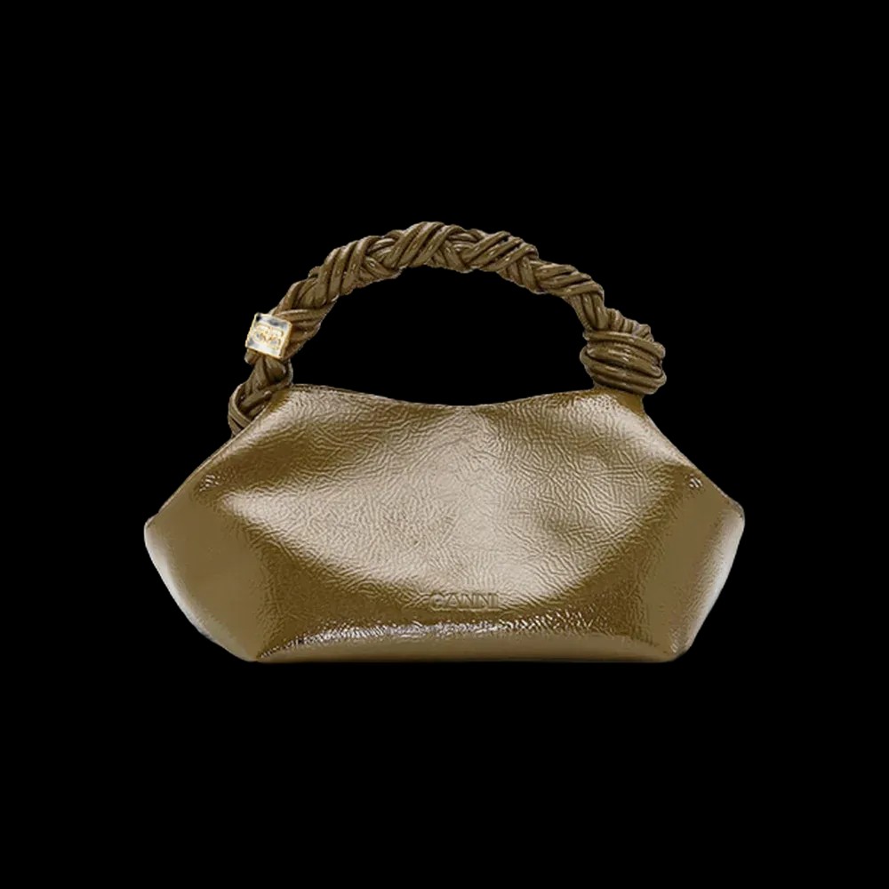 Ganni Olive Green Patent Small Bou Bag - HypeFly India View 3