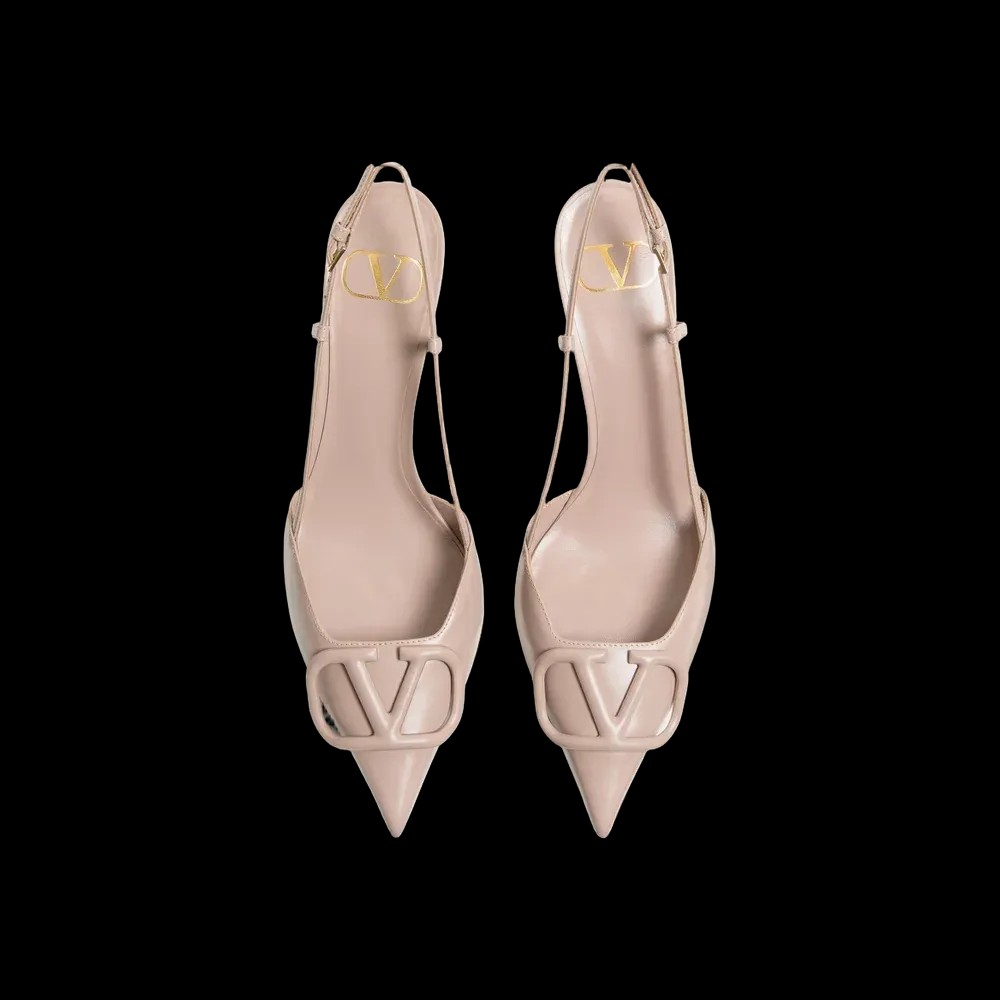 Valentino VLogo Signature Calfskin Slingback Pump 80mm Poudre - HypeFly India View 2