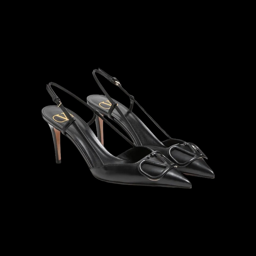 Valentino VLogo Signature Calfskin Slingback Pump 80mm Black - HypeFly India View 3