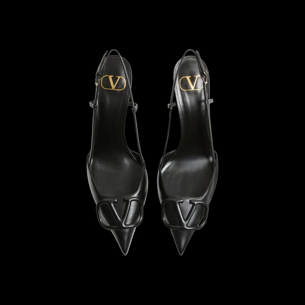 Valentino VLogo Signature Calfskin Slingback Pump 80mm Black - HypeFly India View 2