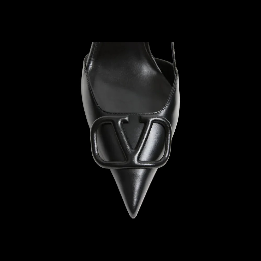 Valentino VLogo Signature Calfskin Slingback Pump 80mm Black - HypeFly India View 4