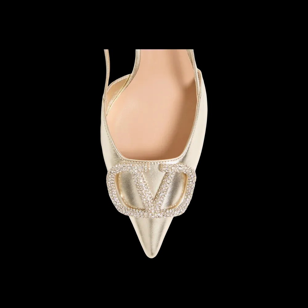 Valentino VLogo Glow Laminated Nappa Slingback Pump 80mm Platinum - HypeFly India View 4
