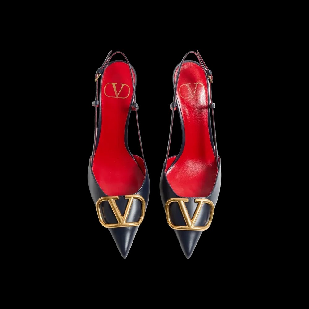 Valentino VLogo Signature Calfskin Slingback Pump 80mm Black - HypeFly India View 2
